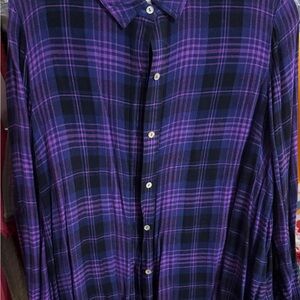 J. Jill Purple Plaid Blouse